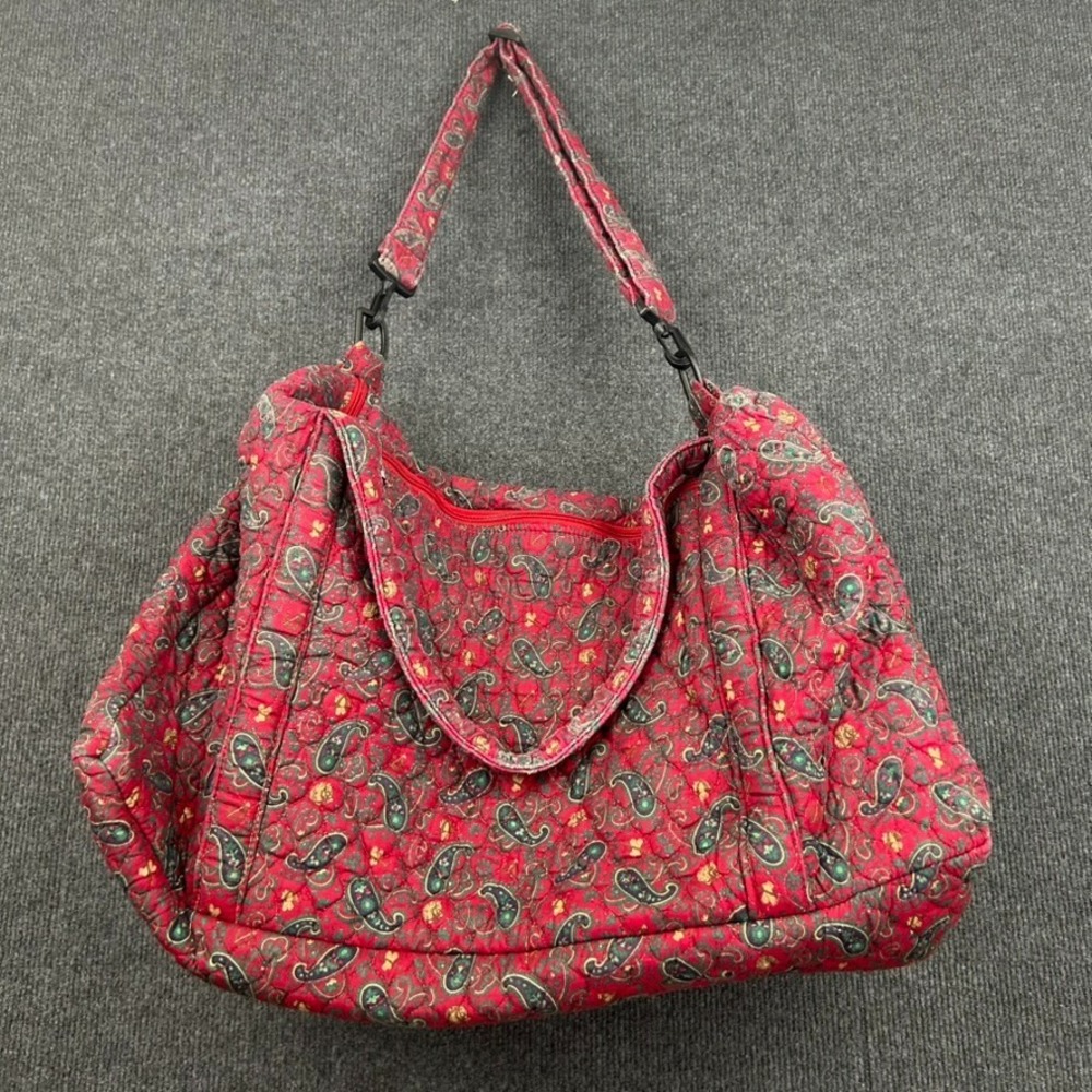 Paisley Quilted Duffle Bag Equestrian Western Preppy Large Red Blue Monogrammed - Picture 4 of 16